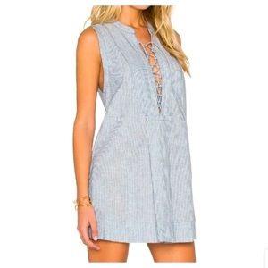 FREE PEOPLE Women’s Chambray Combo Striped Tunic Dress size: Small